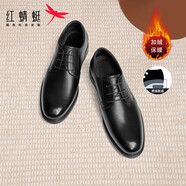 紅蜻蜓正裝商務(wù)加絨皮鞋德比鞋內增高婚鞋男 WTA73761ZA黑色增高絨里41