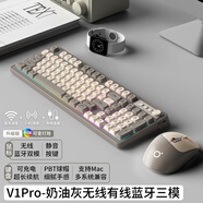 前行者V1藍牙無(wú)線(xiàn)鍵盤(pán)鼠標套裝機械手感靜音三模男女生辦公高顏值鍵鼠便攜電腦筆記本平板iPad手機通用 奶油灰Pro三模鍵鼠套裝RGB光【無(wú)線(xiàn)/藍牙/有線(xiàn)