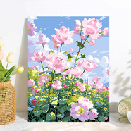 新品花卉數字油畫(huà)diy治愈高顏值涂色手繪diy丙烯顏料畫(huà)畫(huà)禮物掛畫(huà) H1388 60*75畫(huà)架 繃好內框 雙顏料 畫(huà)筆