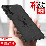 貝倫斯 三星s21手機(jī)殼Galaxy保護(hù)套5G防摔全包邊SM-G9910布紋商務(wù)男女款 三星s21【黑色*鹿】+手繩