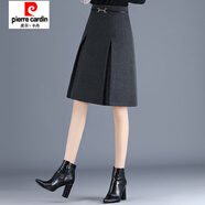 皮爾卡丹（pierre cardin）2025新款毛呢半身裙女秋冬短裙高腰百褶裙顯瘦氣質(zhì)OL打底a字裙子 灰色 毛呢款 HY-3508 3XL