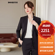 杜莎菲尼西裝套裝女裝2023春秋新款高端氣質(zhì)職業(yè)裝正裝女士西服外套工作服 黑色西裝+褲子 S