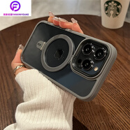 樊新優(yōu)客Magsafe磁吸立點(diǎn)支架適用蘋果15Promax手機(jī)殼iPhone14Promax新款透明全包超薄防摔保護(hù)套簡約外殼 藍(lán)盾【鈦灰色】大孔磁吸立點(diǎn)支架殼 iPhone 15 Pro Max