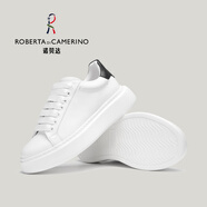 諾貝達(dá)（ROBERTA DI CAMERINO）秋冬季新款潮流百搭真皮厚底小白鞋男士高級(jí)感日常休閑輕奢板鞋男 白色1DDB21063P 41 （歐美尺碼 偏大一碼）