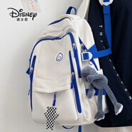迪士尼（Disney）書包雙肩包女初中生大容量韓版高中大學生背包校園百搭小學生旅行 藍白色（帶大白鴨掛件）