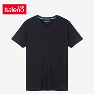 班尼路 BALENO新款純色t恤男圓領(lǐng)v領(lǐng)上衣打底純棉短袖男88802215 V領(lǐng)00A純黑 88902701 S 110斤