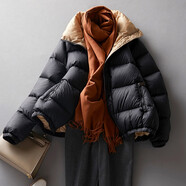 德瑪納【90絨加厚蓬松面包服】冬新款立領(lǐng)繭型小個(gè)子短款黑色羽絨服女