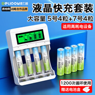 德力普（Delipow）充電電池 5號/7號大容量2500mAh配液晶顯示充電器套裝適用相機/兒童玩具/麥克風