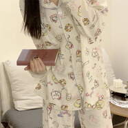 汀晨蠟筆小新睡衣同款 春秋季男女學(xué)生聯(lián)名同款情侶睡衣大碼家居服 hellokitty長袖長褲套裝 S 體重65-80斤