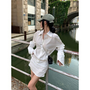 FSHE白色襯衫裙2025春季新款女裝感收腰包臀短裙寬松氣質連衣裙女新款 白色 S
