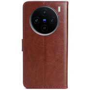 阿峻科科vivox100s手機殼翻蓋式皮套V2359A保護套步步高X100s外殼叉一百s全包防摔防爆軟邊錢(qián)包插卡磁扣款 棕色@皮套+全屏鋼化膜+掛繩 vivo X100s