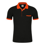 木脈  polo定制工作服定制印字印logo男女短袖POLO企業(yè)文化衫廣告衫服務(wù)員班服t恤定做diy 口袋款-黑T橘領(lǐng) S