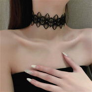 萬(wàn)寶資韓版蕾絲蝴蝶結頸鏈女短款鎖骨鏈飾品頸帶項圈脖鏈綁帶蝴蝶項鏈 黑色蕾絲頸鏈