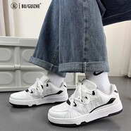 布柜者小眾男鞋2023新款韓版ulzzang情侶運動(dòng)休閑板鞋bf風(fēng)帥氣小白鞋 白深藍【升級版】 36