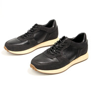 BOGEMON【輕奢名品 定制款】專(zhuān)柜同款手工定制復古阿甘牛皮休閑男鞋板鞋 黑色 38 （標準歐碼皮鞋碼）