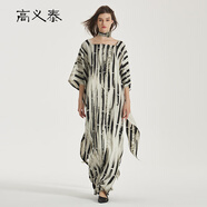 高義泰40姆米雙面印染重磅真絲方領(lǐng)八分袖寬松腰優(yōu)雅感性禮服裙 AY583 古風(fēng)墨竹（E92） 165/L