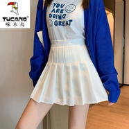 啄木鳥(niǎo)2025年秋冬季新款毛呢半身裙女高腰顯瘦學(xué)院風(fēng)百褶裙裙加厚a字短 白色(西裝面料) L