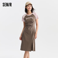 森馬（Semir）連衣裙女插肩袖修身收腰短裙2024夏季新款美式復古學(xué)院風(fēng)裙子ur 咖色調00355-長(cháng)款 170/92A/XL