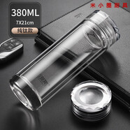 百萊斯（GO TO SUCCESS）百萊斯雙層玻璃杯感水晶杯杯子男士耐高溫茶杯泡茶個(gè)人專(zhuān) 水滴純鈦款水晶杯380ml0只