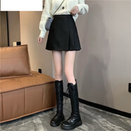 LISCN半身裙女2024秋冬季新款小個(gè)子傘裙顯瘦不規(guī)則短裙a字黑色百褶裙 黑色 L