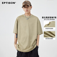 衣品天成  EPTISON潮流麂皮寬松短袖T恤2024年夏季新款情侶上衣男士 卡其色 170