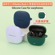 音呢哪適用于小米 紅米Redmi Buds 6青春版 保護殼藍牙耳機保護套硅膠軟殼一體耳機套收納包簡(jiǎn)約透明防摔 墨綠色保護套+掛鉤