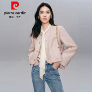 皮爾卡丹溫柔精致粉色寬松小香風(fēng)外套冬季女2025秋裝新款高級(jí)氣質(zhì)短款上衣 裸粉色 短外套 S 80-100