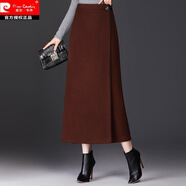 皮爾卡丹一片式仿毛呢女減齡秋冬2025新款高腰顯瘦氣質(zhì)中長(cháng)款包臀一步長(cháng)裙 安可拉紅色裙長(cháng)82厘米 M 腰圍2尺/適合91-斤