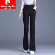 皮爾卡丹（pierre cardin）加長(cháng)微喇叭褲女夏季薄款高腰冰絲彈力闊腿褲大碼顯瘦防曬微喇褲子 黑色【小個(gè)子款】身高159cm以下 2XL 建議130-145斤