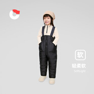 保姆鵝 寶寶可調(diào)節(jié)羽絨背帶褲男女童保暖長褲羽絨褲冬裝連體褲 炭黑 120