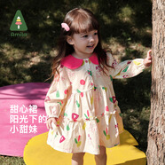 阿米拉（AMILA）【純棉】啊咪啦童裝春裝新款女童連衣裙寶寶春裝印花兒童裙子 甜心兔 100