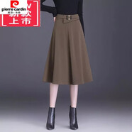 皮爾卡丹黑色垂感半身裙a字裙女高腰秋季新款顯瘦中長(zhǎng)款遮胯休閑傘裙氣質(zhì) 卡其色 【后腰松緊】 XL