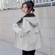 貴蘭姿工裝外套女士春秋季2025新款高檔韓版學(xué)生小香風(fēng)寬松風(fēng)衣上衣秋裝 款2杏色 M （建議100-115斤）