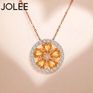 JOLEE項(xiàng)鏈S925銀時(shí)尚黃水晶彩色寶石項(xiàng)墜飾品吊墜送女士七夕情人節(jié)禮物