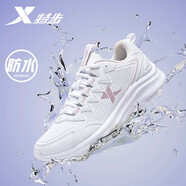 特步女鞋運動(dòng)鞋秋冬季新款皮面防水休閑鞋軟底輕便跑鞋時(shí)尚老爹鞋子女 白色 【防水皮面】 36