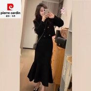 皮爾卡丹深冬裝穿搭配一整套女2025款加厚感小香風顯瘦魚尾連衣裙顯瘦套裝 套裝 45 55kg/M