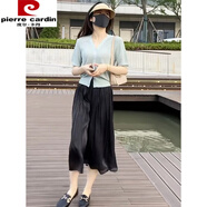 皮爾卡丹（pierre cardin）天絲流光半身裙女春夏2024高腰仙女顯瘦遮胯飄逸紗裙a字裙夏好看 黑色 L