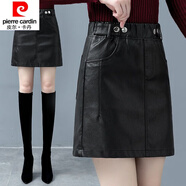 皮爾卡丹（pierre cardin）23年新款松緊腰皮裙半身裙a字裙新款秋冬皮短裙女小個(gè)子高腰顯瘦 黑色 高端定制超纖軟皮 不脫皮  XL 29碼 / 2尺2 / 標(biāo)準(zhǔn)碼