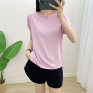酥享中老年棉綢上衣女2025夏季薄款圓領(lǐng)寬松顯純色無(wú)袖媽媽裝人造棉T 粉紅色 3XL (適合100-120斤)