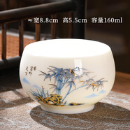 景德鎮(zhèn)主人杯單杯茶杯羊脂玉瓷茶具品茗個人專用陶瓷家用喝水白瓷可160m 羅漢主人杯富竹羊脂玉瓷160ml