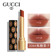 古馳（GUCCI）傾色琉光唇膏高光水潤保濕細(xì)管口紅母親節(jié)送女友老婆禮品情人禮物 308#焦糖栗子色
