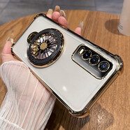 優(yōu)蕾絲 vivoy51s手機殼vivo保護y70s硅膠套V2002A全包四角氣囊防摔voy透明軟殼男女5G高級感帶陀螺支架 【透明土豪金】+全屏鋼膜+旋轉陀螺支架 適用機型【vivoY51s】