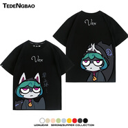 特登堡（TEDENGBAO）LOL英雄薇古絲熬夜波比愁云使者周邊聯(lián)盟短袖夏季男士純棉T恤休閑 黑色5 S