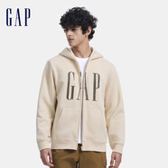 Gap男女裝印花字母logo抓絨連帽衛(wèi)衣休閑660128外套 米色 175/96A(L) 亞洲尺碼