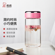希諾單層玻璃杯家用辦公水杯女高顏值便攜泡茶杯子X(jué)N-9055粉色 330mL