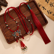 何佳功馬面裙漢服配飾新中式國風(fēng)軟背云長(cháng)瓔珞紅色流蘇過(guò)年喜慶毛 紅顏醉瓔珞-(含背云流蘇)