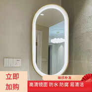 三棲虎橢圓鏡鏡衛(wèi)生間對(duì)角可旋轉(zhuǎn)定制墻角掛鏡橢形側(cè)邊拐角鏡店浴 金色可旋轉(zhuǎn)50*100三色燈帶觸摸