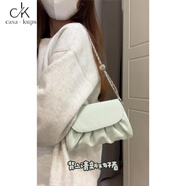 casa-kupsCK鏈條質(zhì)感斜挎小包女2024新款感精致手機小包包軟皮夏天云朵包 綠色
