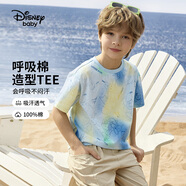 迪士尼（DISNEY）男童短袖T恤透氣排汗六一兒童節(jié)半袖上衣25夏DB421BE19彩160