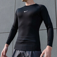 耐克（NIKE）長袖t恤男 25秋季新款DRI-FIT速干透氣健身圓領運動服跑步緊身衣 黑色/DRI-FIT導濕速干 反光LOGO L (175) 【推薦130-150斤】